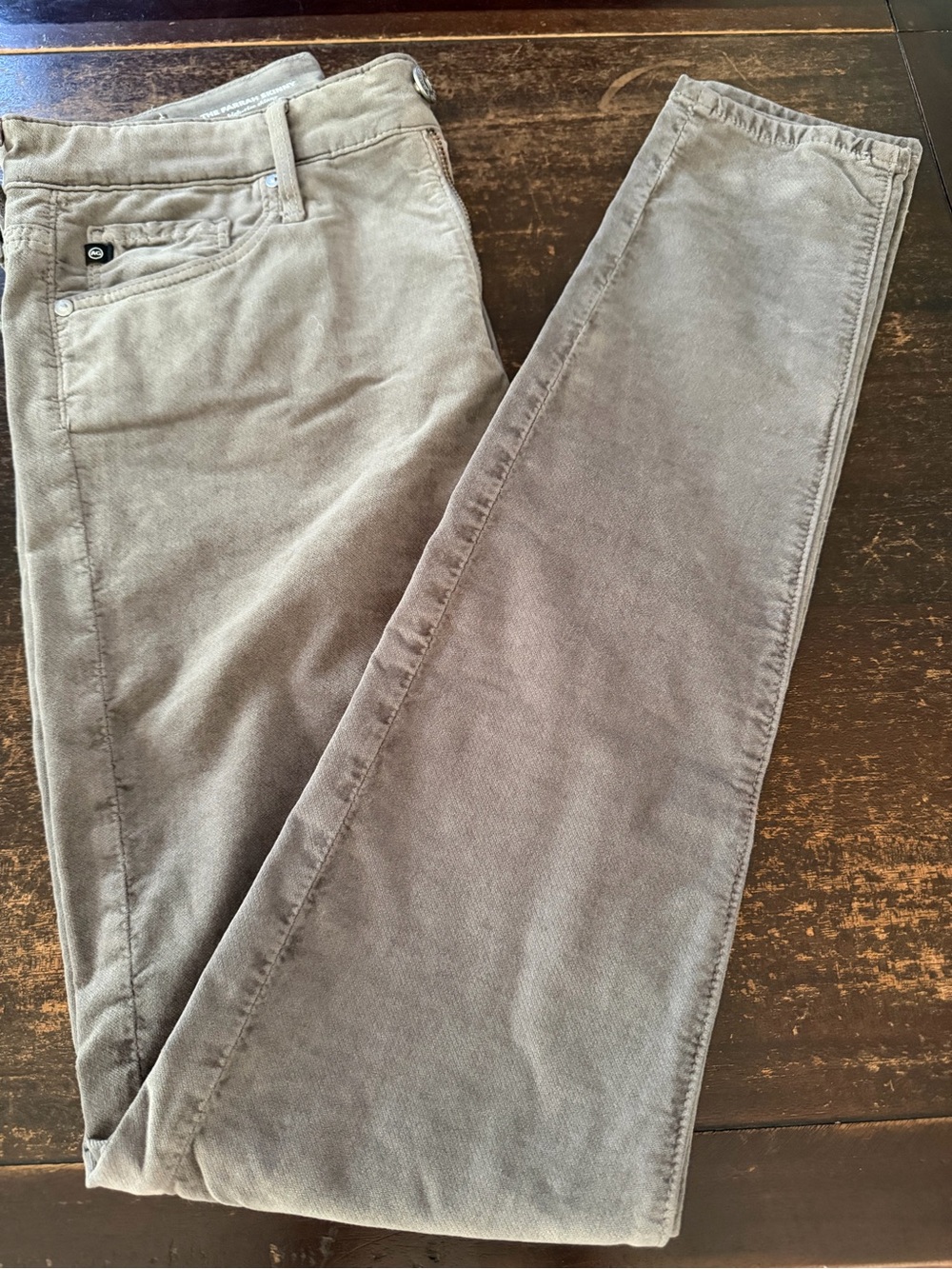 Ag Adriano Goldschmied The Farrah High Rise Skinny Velvet Pants in Grey Size 27